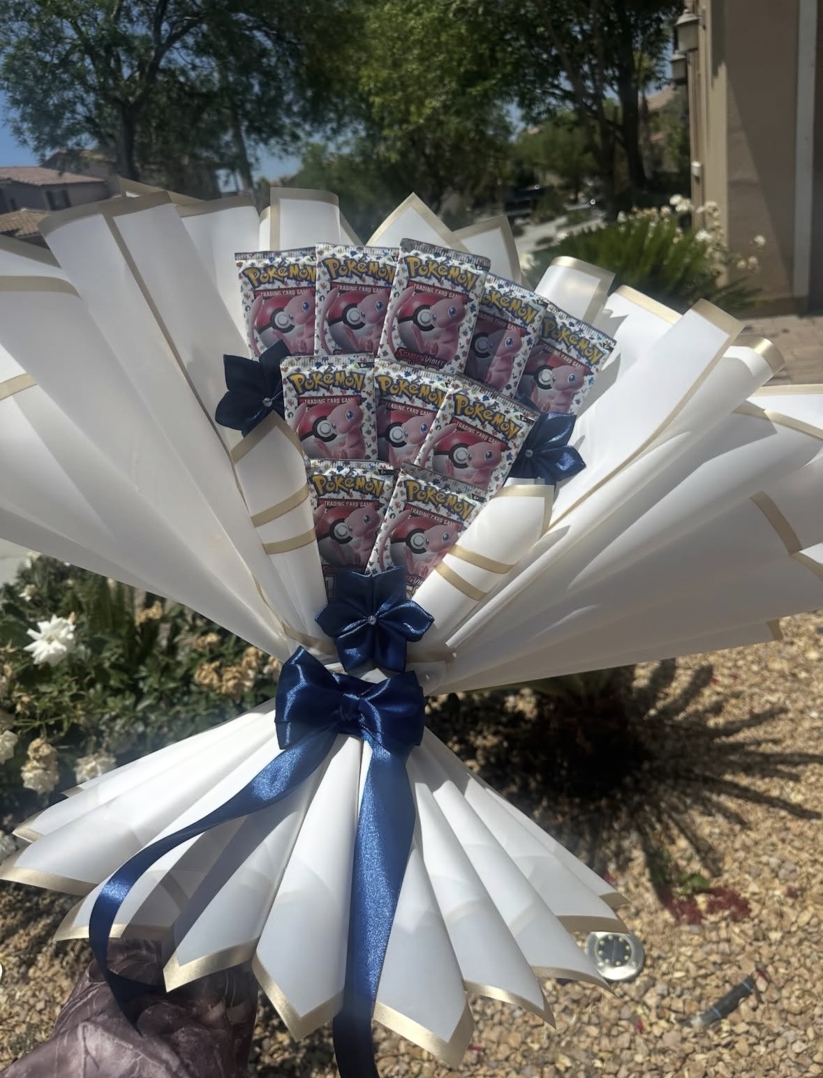 Navy blue card pack novelty bouquet